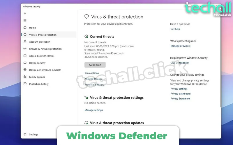 Phần mềm diệt virus Windows Defender
