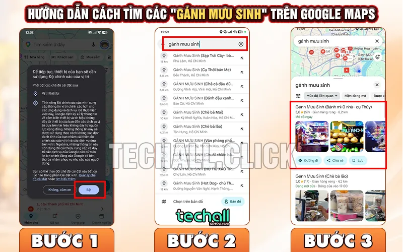 Hướng Dẫn Cách Tìm Các "Gánh Mưu Sinh" Trên Google Maps