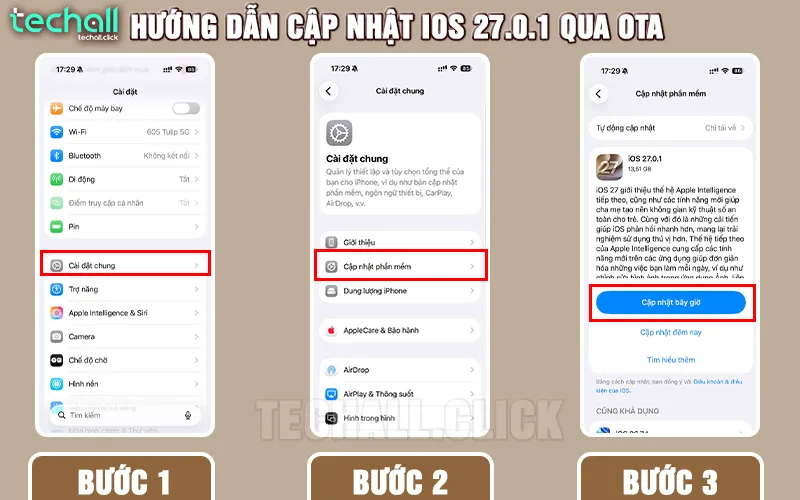 Hướng dẫn cập nhật iOS 27.0.1