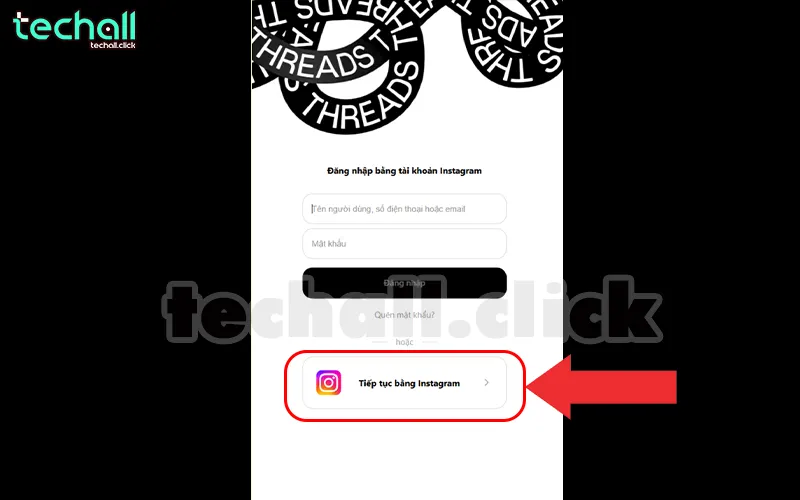 Liên kết đăng ký tài khoản qua Instagram