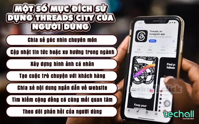 Mục đích sử dụng Threads City của người dùng